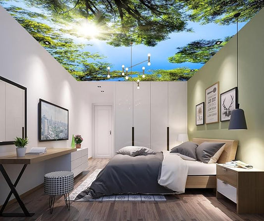 Ceiling Wallpaper Forest Sky for Living Room Bedroom Bathroom（Not Peel and Stick）