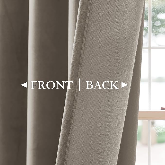 StangH 90 inch Camel Beige Velvet Curtains,Pinch Pleat Thermal Insulated Bedroom Drapes with Hooks Elegant Light Blocking Track Curtains for Home Office, W40 x L90, 2 Panels