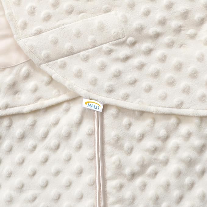 HALO Sleepsack Swaddle, 3-Way Adjustable Swaddle Blanket, TOG 3.0, Velboa Plush Dots, Cream, Newborn, 0-3 Months