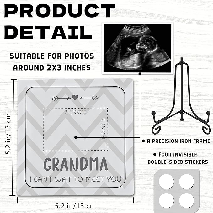 Pregnancy Announcement Sonogram Picture Frame for Grandma, Ultrasound Photo Frame Wooden Surprise Box for New Grandparents, Pregnancy Reveal Keepsake for Grandmothers, First Mother's Day Gifts