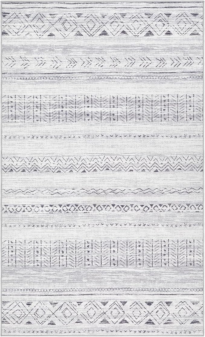 Area Rugs for Living Room Washable Living Room Rug Soft Neutral Indoor Floor Carpet Non-Slip Stain Resistant Modern Boho Rugs for Bedroom Dining Room Kids Room Nursery Office Home Dark Grey