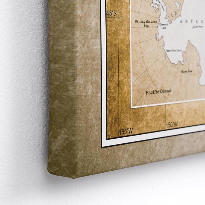 Canvas World Map with Cork Pin Board - English Lettering - Decorative Wall Decoration for All Rooms - Canvas Pictures with World Map Motif (70x50 cm, Pattern 3)