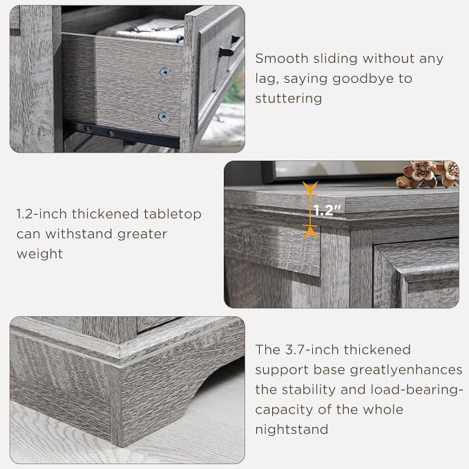 ACCOHOHO Farmhouse 8 Drawers Dresser Chests for Bedroom,52" Wide Wood Rustic Chest of Drawers with Metal Handle,Natural Texture,Drawer Organizer for Bedroom,Living Room,Hallway and Entryway,Grey