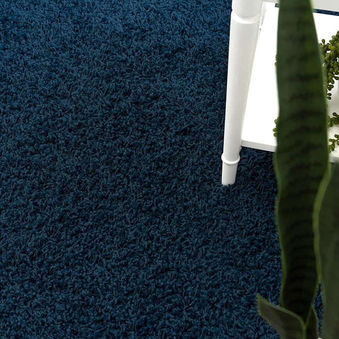 Unique Loom Solid Shag Collection Area Rug (4' Octagon, Sapphire Blue/ Navy Blue)