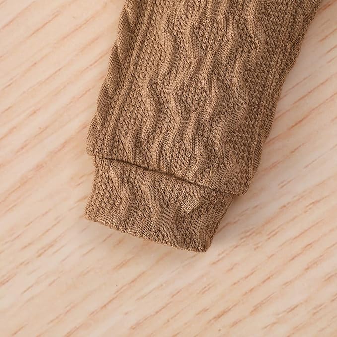 Newborn Baby Boy Girl Clothes Ribbed Knitted Cotton Long Sleeve Romper Long Pants Solid Color Fall Winter Outfits