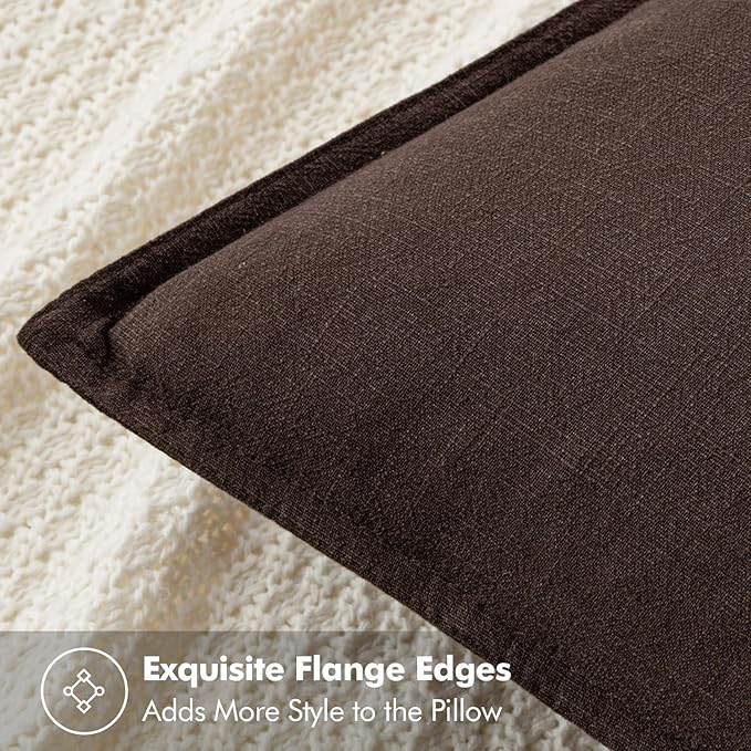 MIULEE Decorative Linen Pillow Covers 28x28 Inch Dark Brown Boho Farmhouse Neutral Winter Couch Throw Pillows for Bed Pack of 2 Accent Modern Pillowcase Sofa Livingroom Home Decor