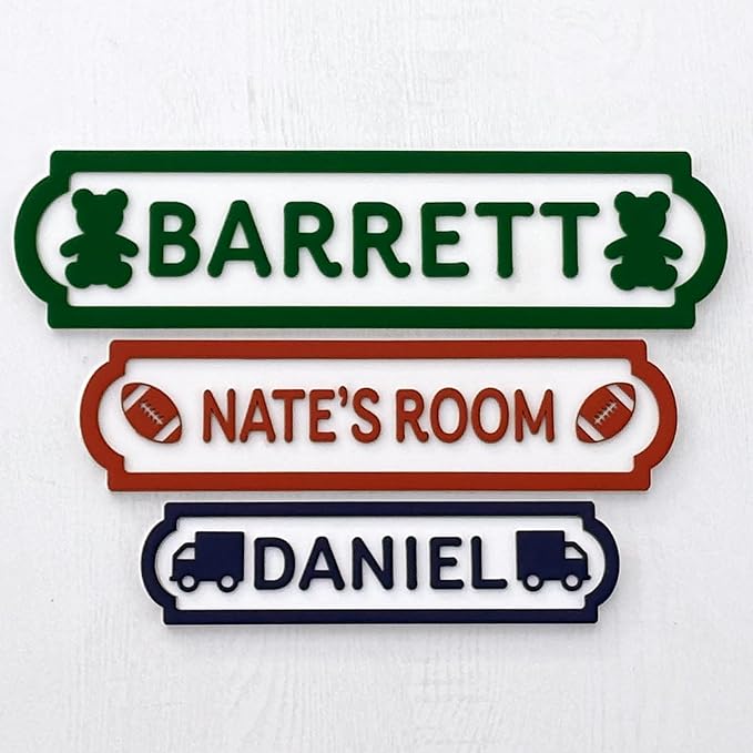 Custom Name Signs for Kids’ Bedrooms, Playroom Signs, Boys and Girls Door Signs, Baby Room Decoration (Small - 11.5 x 3”)