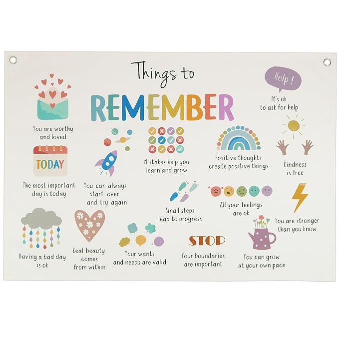 Boho Rectangular Banner Flag Wall Sign Decor Gift for Baby Boy Girl Kids,Nursery Baby Room Above Crib Bedroom Living Room Office Decor-Things To Remember-Baby,Shower Birthday Christmas Gift