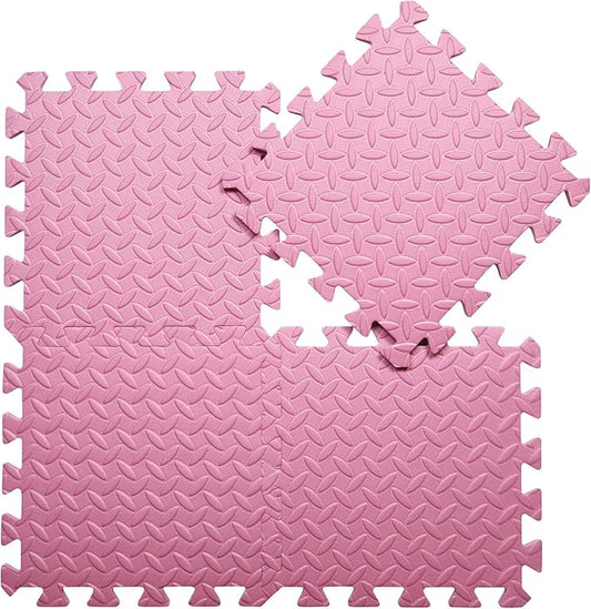 Coolcandy Solid Colored Foam Play Mat, 12"*12" Each Mat丨Non-Toxic Soft Baby Play Mat, 0.4" Thickened Square Interlocking Floor Mats - Toddler Playmat for Playing, Exercise(Pink/16 Tiles)