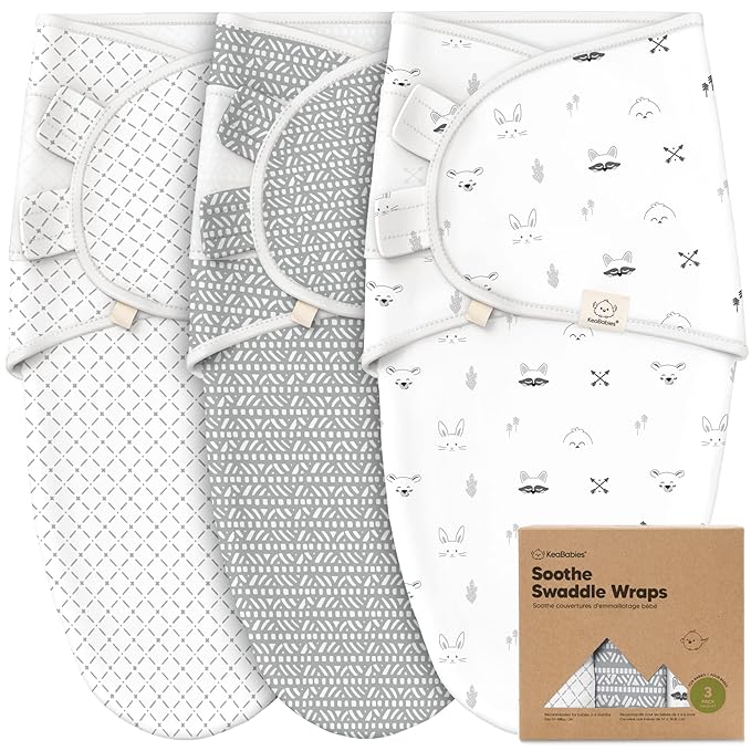 KeaBabies 3-Pack Organic Baby Swaddle Sleep Sacks - Swaddles for Newborns, Infant 3-6 Months, Baby Girls, Boys, Soft & Snug Newborn Sleep Sack, Nursery Swaddling Blankets (Nordic, L)
