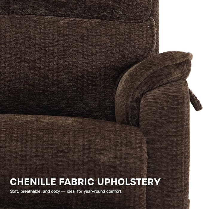 DYNOX 350 LBS Tall Man Power Dual Motor Lift Recliners Chairs for Elderly Lay Flat Lift Chair with Infinite Positions, Heat & Massage, Supports(9198L,Chenille,Brown)