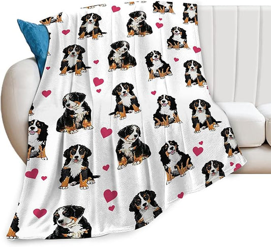 Bernese Mountain Dog Blanket Bernese Mountain Dog Gifts and Decor Cute Dog Throw Blanket Dog Blanket for Girls Women Kids Adults Soft Warm Cozy Fleece Blanket for Couch Sofa Bed 50"x40"