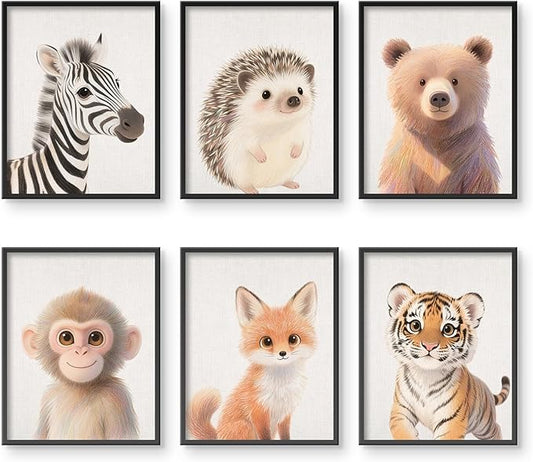 VOLIX Baby Room Wall Art, Jungle Animal Baby Animals Decor, Children Bedroom Decorate, 8x10 inch, UNFRAMED