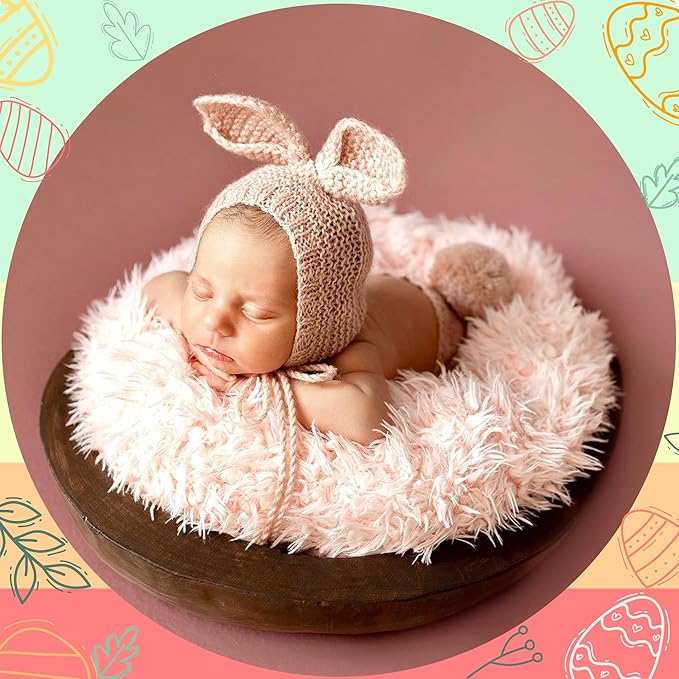 Easter Newborn Photography Props Bunny Outfit Crochet Baby Photoshoot Props Rabbit Carrot Set Baby Photo Prop Easter Gift