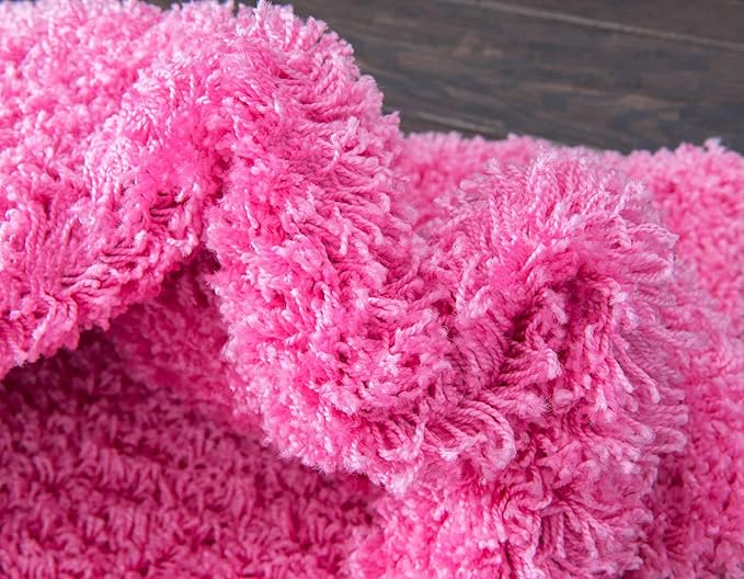 Unique Loom Solid Shag Collection Area Rug (3' 3" x 5' 3" Rectangle, Taffy Pink)