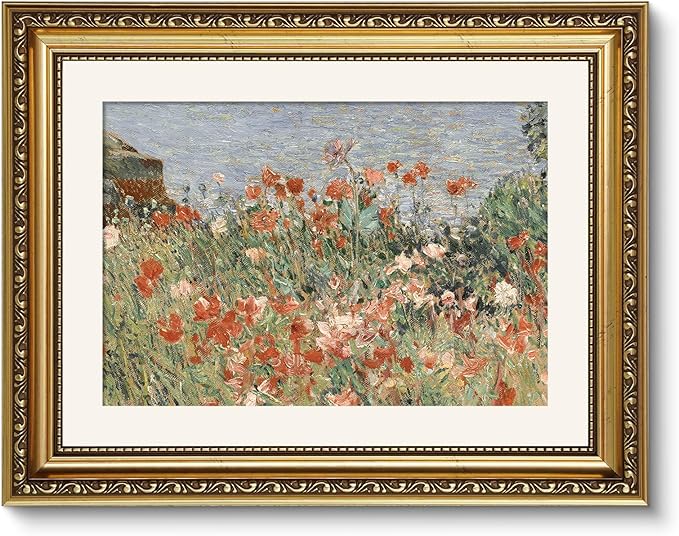 ARPEOTCY Vintage Gold Framed Wall Art, Retro Garden Shoals Sea Sky, Canvas Prints Artwork with Antique Frame, Victorian Wall Paintings Decor for Living Room Gallery, 11x14 inch