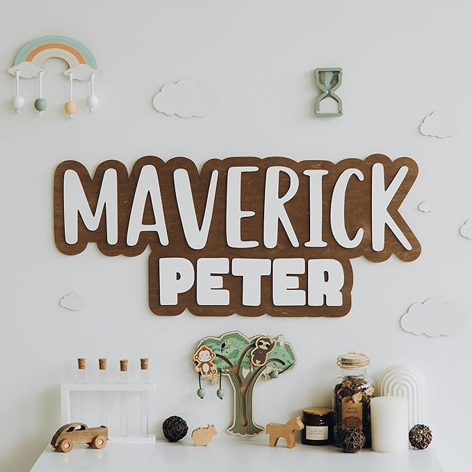 Baby Name Sign, Custom Nursery Name Sign, Wooden Kids Room Decor, Wall Decor