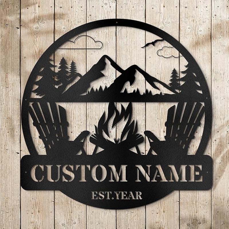 Custom Metal Signs Metal Name Sign Metal Wall Art Split Letter Monogram Wall Decor Metal Wall Art Last Name Sign Family Name Sign Personalized Wedding Gift Fire Pit Sign Outdoor Decor Cabin Sign