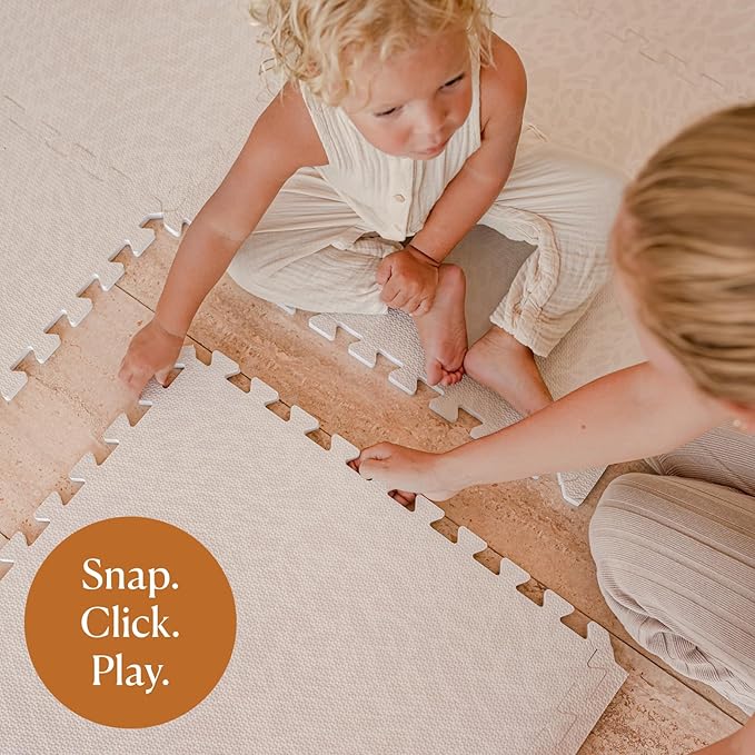 Toddlekind Playmat - Premium Foam Playmat, 4 x 6 feet, 6 Tile Extra Thick Foam Floor Puzzle Mat for Babies/Toddlers Stylish, Non-Toxic, Odorless. Perfect for Tummy Time & Play. 0m+ (Cream/Off White)