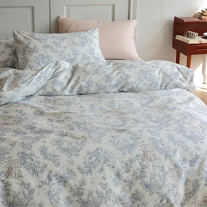 HighBuy Boho Floral Girls Duvet Cover Twin XL 100% Cotton Chic Floral Bedding Duvet Cover Twin XL Lightweight Soft Aesthetic Garden Flower Bedding Set Comforter Cover with 2 Pillowcases