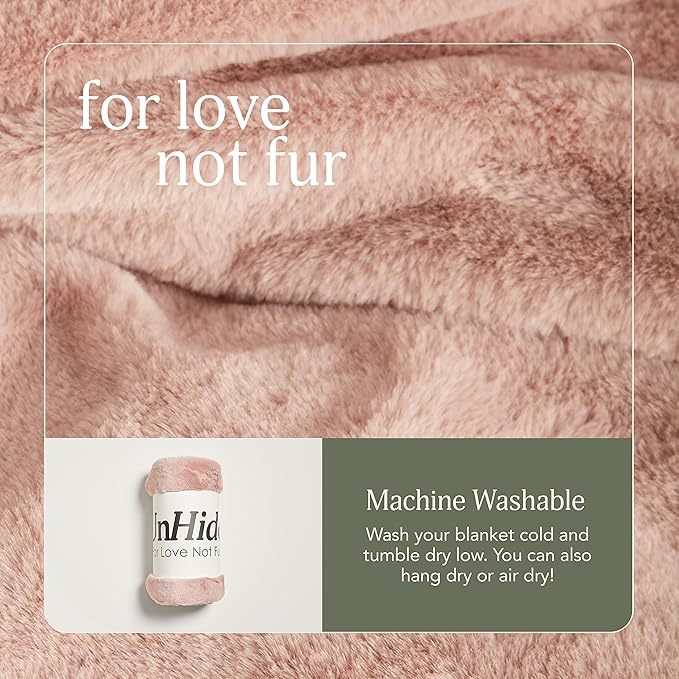 UnHide Lil’ Marsh - Faux Fur Blanket - Durable, Lightweight, Extra Soft Blanket - Machine Washable - Add a Layer of Softness to Any Bed, Couch, or Reading Chair - Rose Pink, X-Small (34” x 44”)