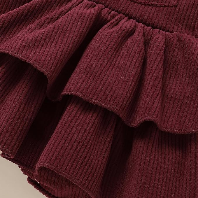 YOUNGER TREE Newborn Baby Girl Fall Winter Outfits Long Sleeve Romper Corduroy Overall Dress Infant Skirt Clothes Sets