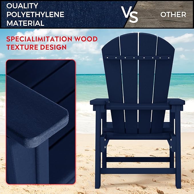 Costaelm Paradise Kids 5-Piece HDPE Outdoor Square Patio Dining Table and Chairs Set, Navy Blue