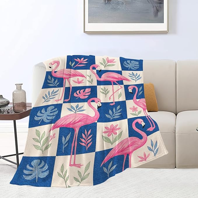 Flamingo Blanket Tropical Flamingo Throw Blanket Soft Cozy Fleece Fuzzy Stuffed Plush Flannel Animal Gifts for Girls Women Boys Kids Adults 60"X80"