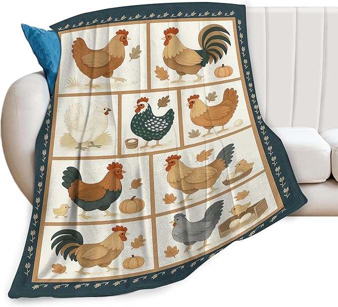 Chicken Blanket Rooster Throw Blanket Soft Cozy Fleece Fuzzy Plush Warm Stuff Bedding Farm Animal Roosters Blankets Gifts for Boys Girls Kids Adult Men Women 40"X50"