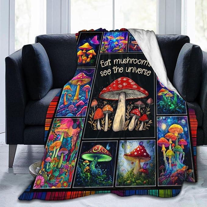 Mushroom Blanket Mushroom Decor Throw Blanket Super Soft Flannel Lightweight Fluffy Plush Fuzzy Fleece Forest Blanket Gifts for Girl Baby Woman Boys Kids Adults Man for Bed Sofa 60"X80"