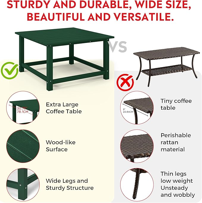 Costaelm Outdoor Kids Table, Toddler Dinner Table Baby Desk Outdoor Childrens Party Tables for Arts & Crafts, Snack Time, Multi-Activity Desk for Ages 2-8 in Classroom/Outside, Dark Green