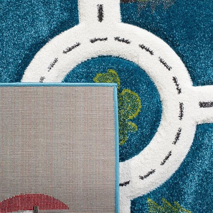 SAFAVIEH Carousel Kids 100 Collection Runner Rug - 6' Runner, Turquoise & Ivory, Transitional Design, Stain Resistant, Ideal for High Traffic Areas in Hallway, Bathroom & Kitchen (CRK192K-26)