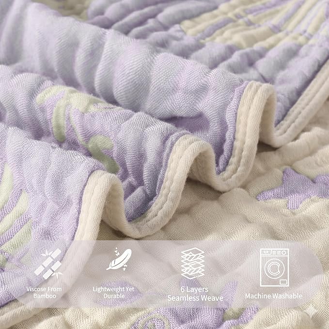 Ultra-Soft Muslin Baby Blanket (43x43 Inches,Lavender Ocean, 1-Pack)