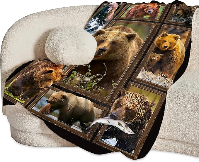 Jerkboo Bear Blanket Throws - Soft Warm Cozy Fleece Blanket for Girls, Women, Kids & Adults - 50"x40"