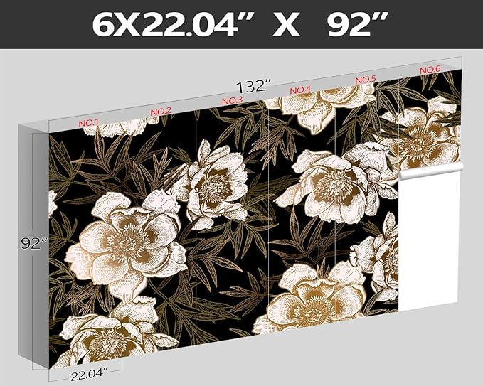XMPMBM-Peony Floral Fabric Wallpaper Living Room Bedroom Bathroom Wall Mural-W 132" X H 92"（93 Square Foot）