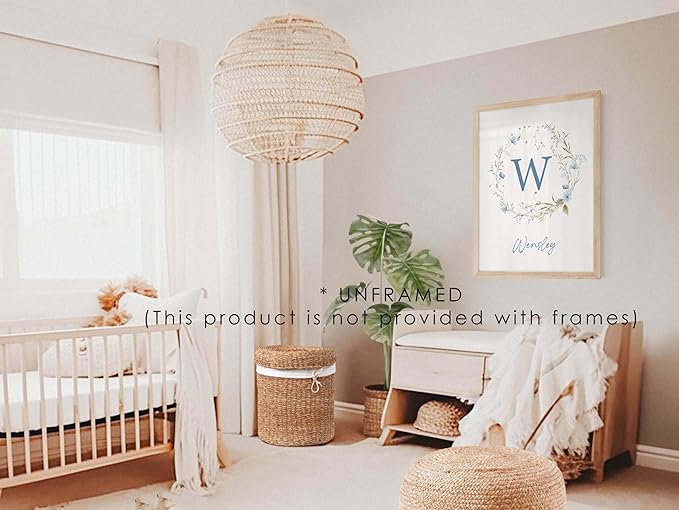 Personalized Name Flower Nursery Wall Art Prints, Crib & Nursery décor, Newborn Baby Girl Gift Present, Floral Baby Girl Room Pictures, Poster For Baby And Kids (1 Print, Flower 7)