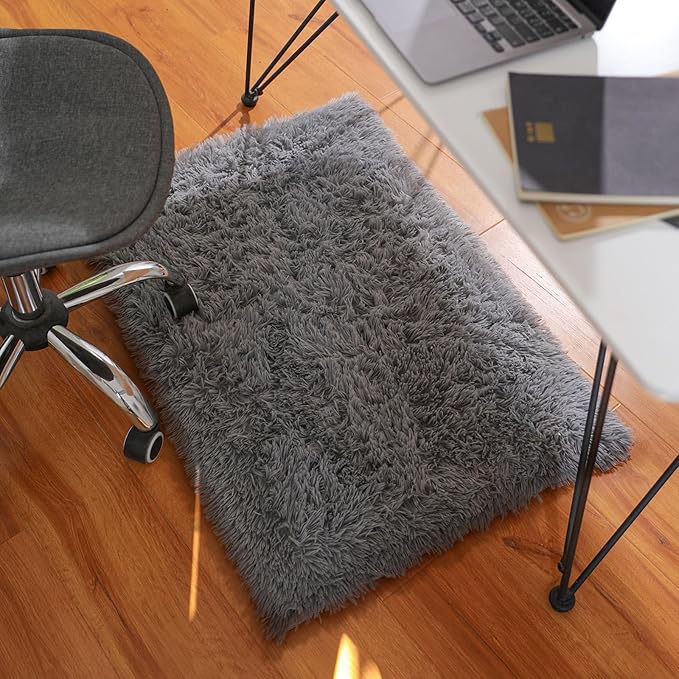 Ophanie Small Rug Upgrade Non Slip Throw Bedside Area Rugs, Fluffy Soft Grey Mini Bedroom Carpet, Affordable Door Entryway Indoor Inside Front Entrance Dog 2x3 Mat, Home Decor Aesthetic, Nursery