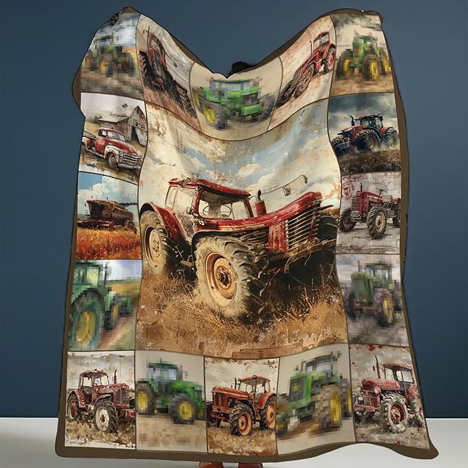 Farmhouse Truck Blanket Truck Throw Blanket Flannel Stuff Merch Cozy Decor Fleece Soft Plush Fuzzy Warm Lightweight Bedding Gifts for Women Men Girl Boy Couch 50"X40"