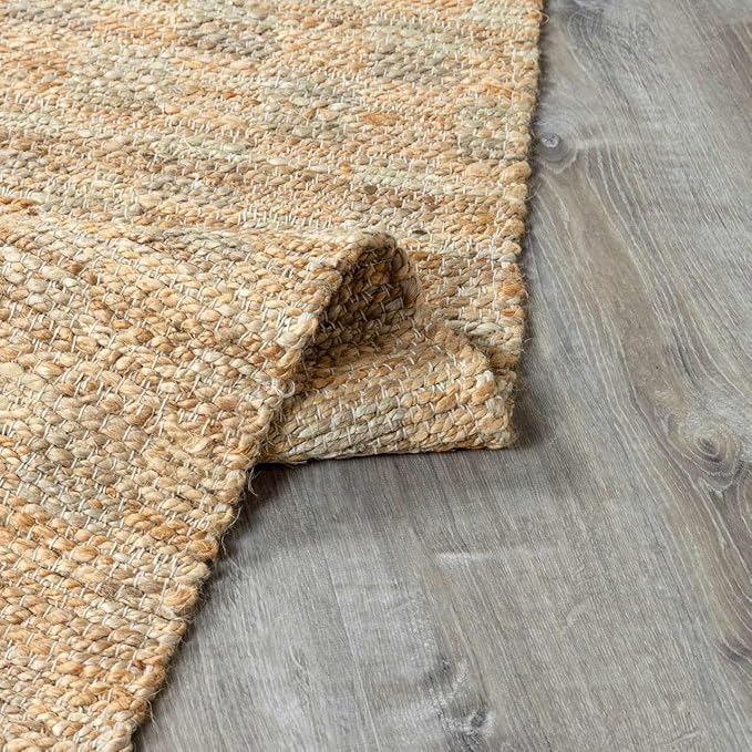 BoutiqueRugs Ionut Modern Jute Neutral Color Runner Rug - Bohemian Sea Grass Natural Fiber Geometric Carpet for Hallway, Kitchen - Rattan - Brown, Beige, Cream - 2'6" x 8'
