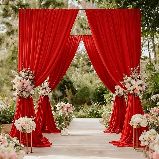 10x10FT Red Curtains Backdrop for Parties, Wrinkle Free Red Photo Backdrop Curtains Drapes for Party Birthday Wedding Decoration Photography,5ft x 10ft, 2 Panels