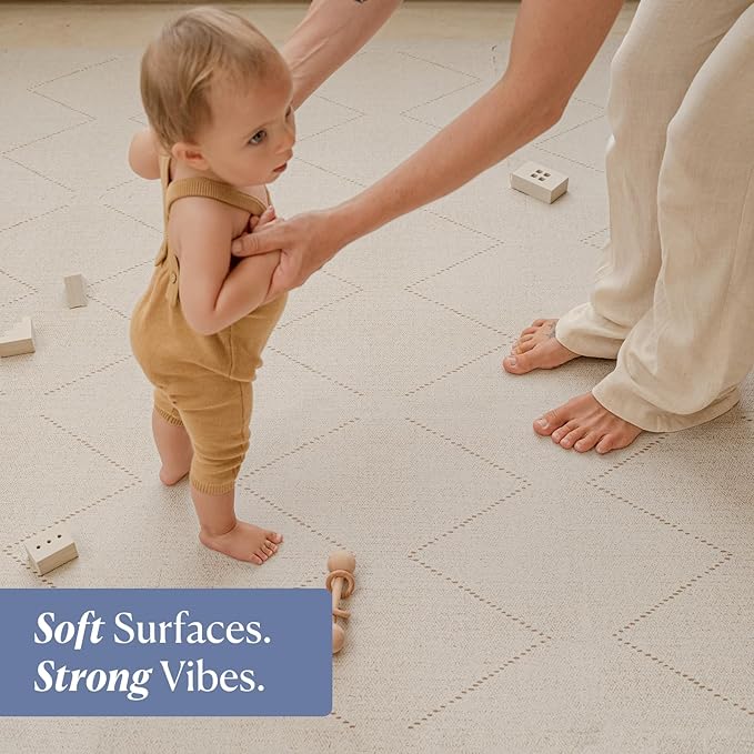 Toddlekind Playmat - Premium Foam Playmat, 4 x 6 feet, 6 Tile Extra Thick Foam Floor Puzzle Mat for Babies/Toddlers Stylish, Non-Toxic, Odorless. Perfect for Tummy Time & Play. 0m+ (Off White)