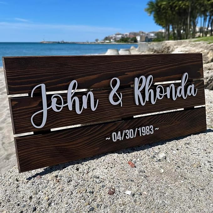 Solid Wood Pallet Custom Name Signs, Ideal for Rustic Home Bussiness Office Garage Backyard Man Cave Decors Decoration, Established Date & Your Custom Text 28 * 13" Establish Date Signs