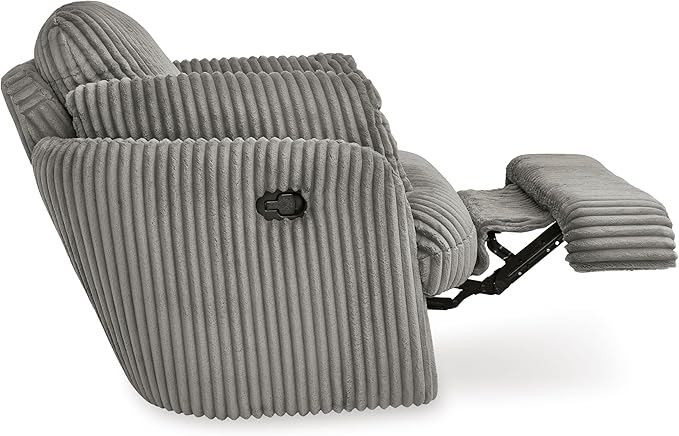 Signature Design by Ashley Tie-Breaker Swivel Glider Recliner, 2 Bolster Pillows, Hidden Storage, Fabric Upholstery, 41.38" W x 40.25" D x 39.75" H, Light Gray