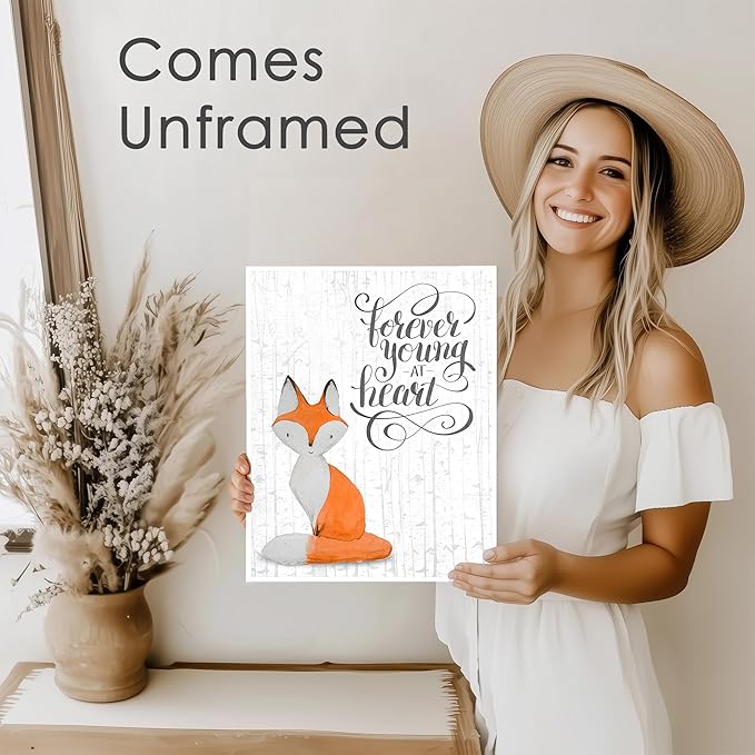 DREAM BIG PRINTABLES Fox Wall Art Prints (Set of 4) - Unframed - 8x10s | Whimsical, Rustic, Adorable | Nature, Animal Themed | Living Room, Bedroom, Nursery Room Decor for Animal Lovers