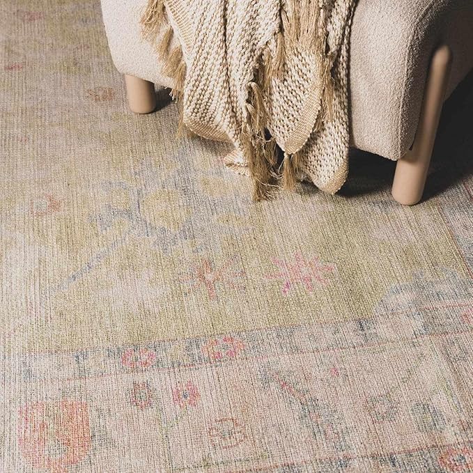BoutiqueRugs Blush & Light Pink Collection Bozkurt Bohemian Oriental Medallion Area Rug - Traditional Floral Carpet for Hallway, Kitchen - Blush, Pale Pink, Cream, Sage - 2'7" x 10' Runner