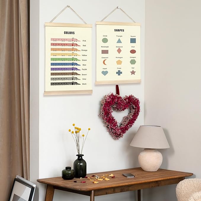 Hiuwevt Colors Shapes Classroom Poster Hanger Frame, Kids Room Decor, Colors and Shapes Educational Wall Art Decor for Classroom Kids Room Nursery Playroom Home, 12x16 Inch Set of 2