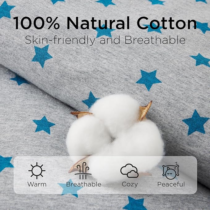 Duomiaomiao 3.5 TOG Baby Sleep Sack 100% Cotton Winter Long Sleeve Baby Wearable Blanket, Super Warm Quilted Comfy Toddler Sleeping Sack