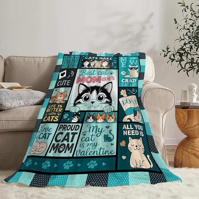 Cat Blanket Cute Cat Throw Blanket Kitten Soft Cozy Fleece Fuzzy Stuffed Plush Flannel Gifts for Girls Women Boys Kids Adults 40''x50''