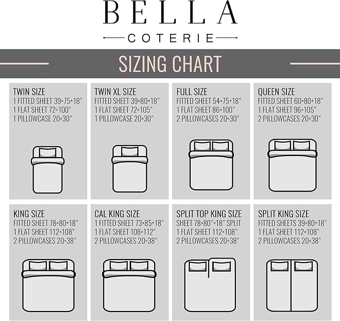 Bella Coterie Luxury Bamboo Viscose Twin XL Size Sheet Set | 100% Organically Grown | Ultra Soft | Cooling for Hot Sleepers | 18" Deep Pocket [Black]