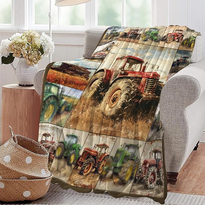 Farmhouse Truck Blanket Truck Throw Blanket Flannel Stuff Merch Cozy Decor Fleece Soft Plush Fuzzy Warm Lightweight Bedding Gifts for Women Men Girl Boy Couch 60"X50"
